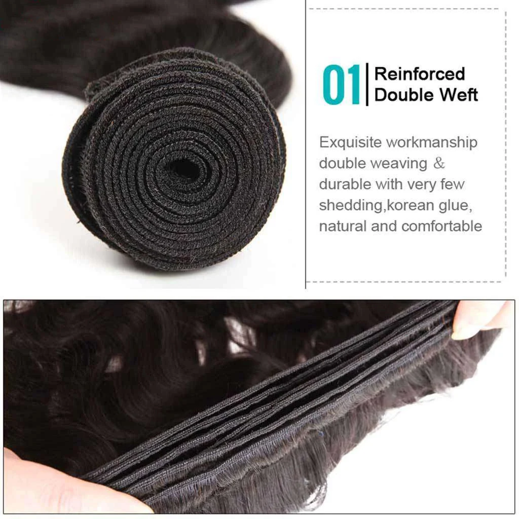 3 Bundles 9A Body Wave Human Hair Bundles Natural Color - Image 5