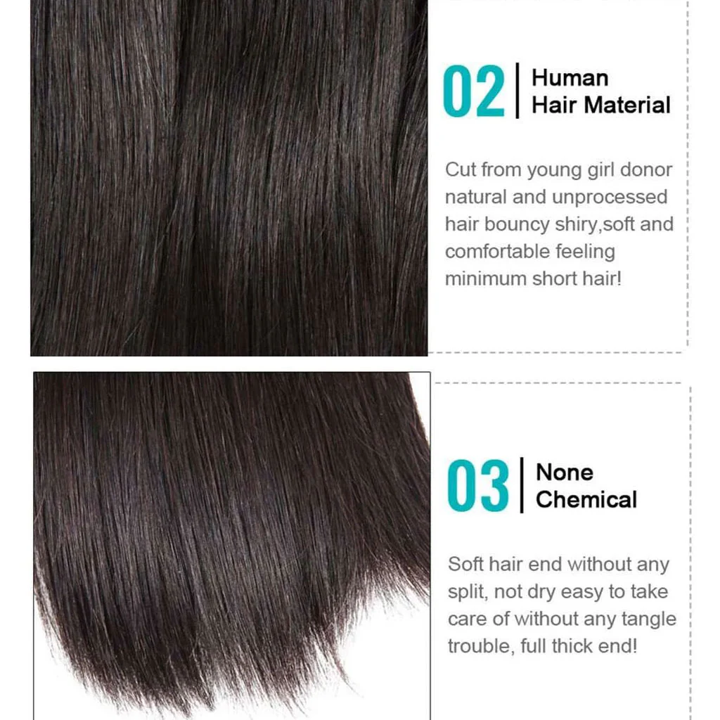 3 Bundles 9A Straight 100% Human Hair Bundles Natural Color - Image 3