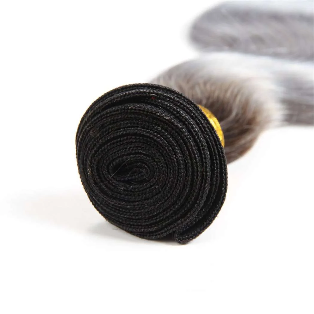 4 Bundles Grey Ombre Hair Body Wave Brazilian Human Hair Bundles - Image 3