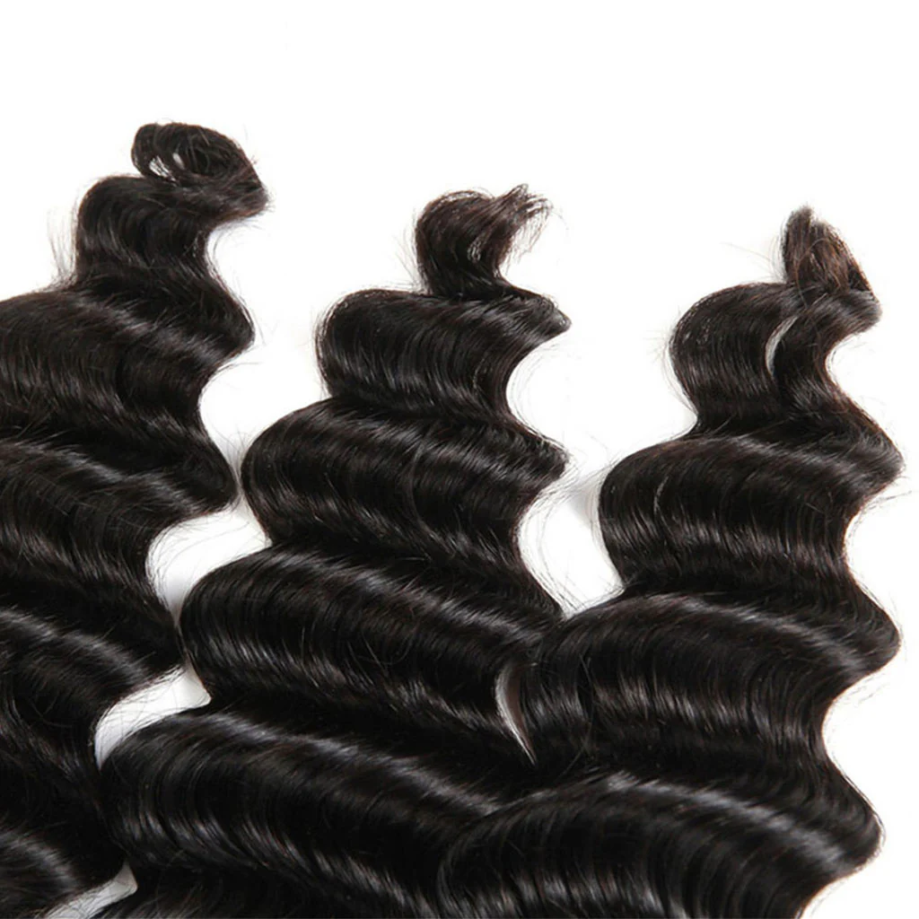 3 Bundles 10A Loose Deep Wave Virgin Hair Bundles Natural Color - Image 4