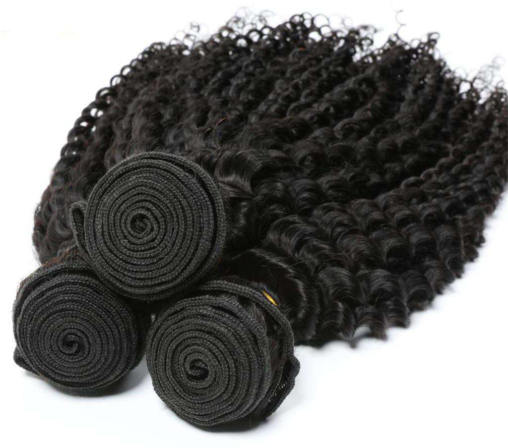 10A Kinky Curly Hair 4 Bundles With Closure Brazilian Hair Natural Color - Image 3