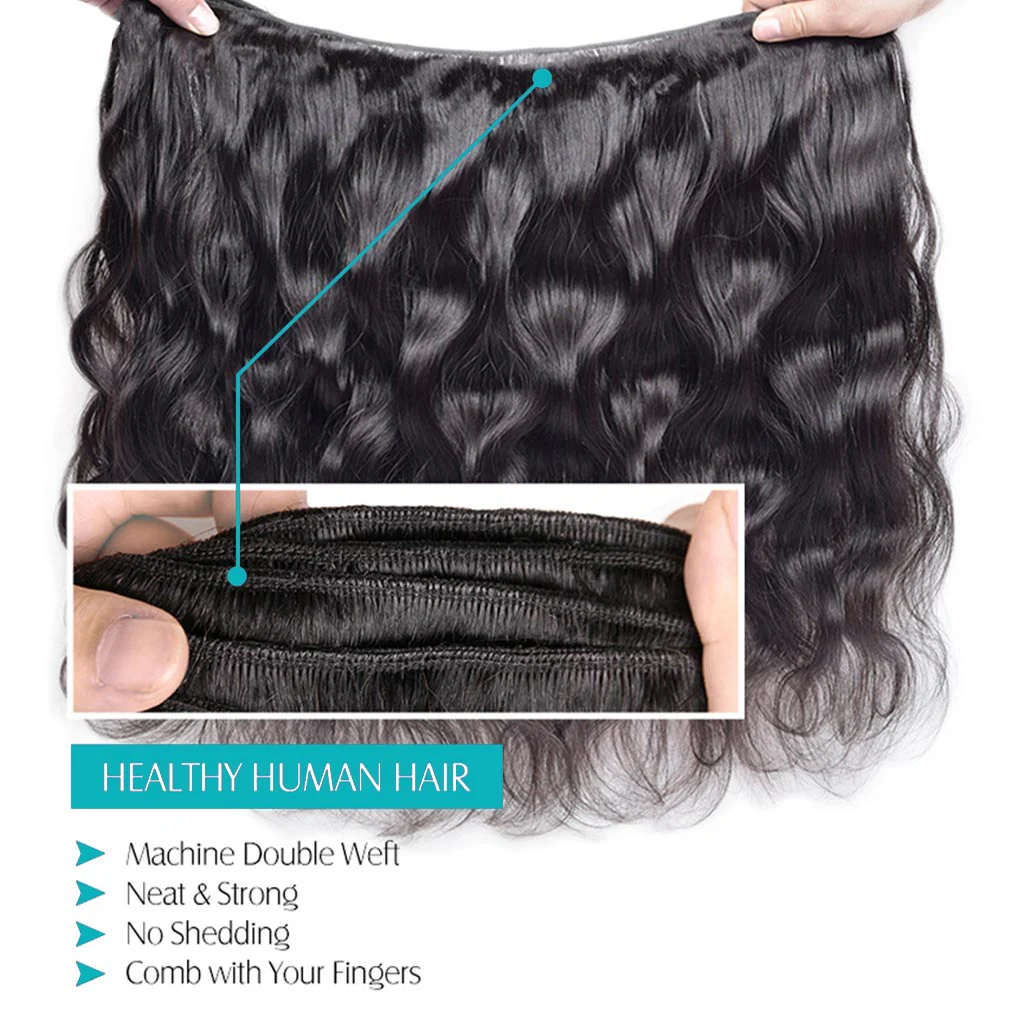 10A Brazilian Body Wave Hair 3 Bundles With Frontal Human Hair - Image 3