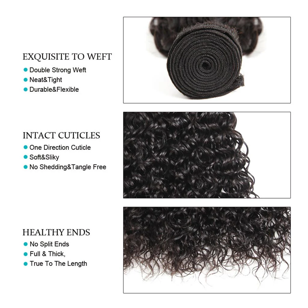10A Jerry Curly Virgin Hair 3 Bundles With Frontal 100% Human Hair - Image 5