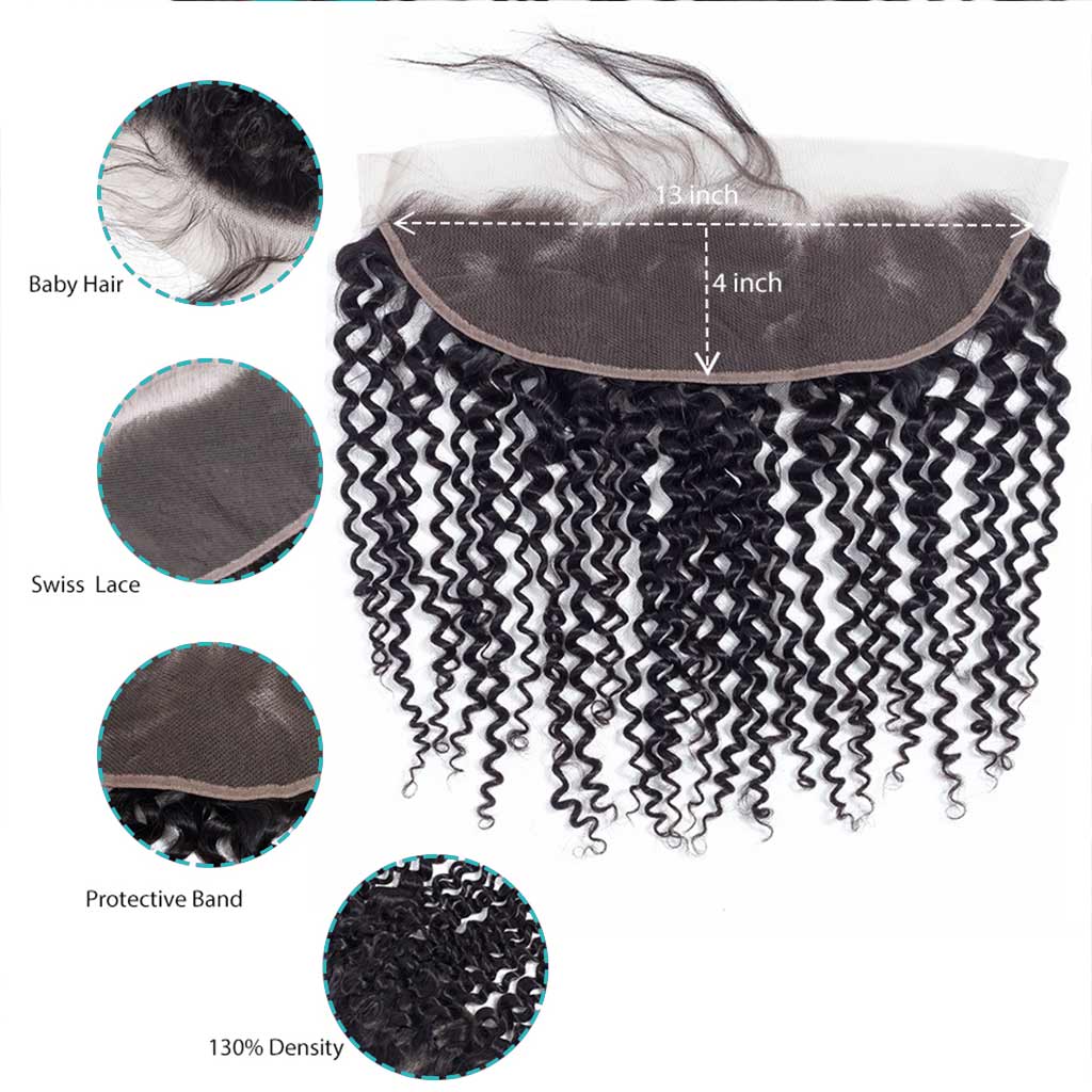 10A Jerry Curly Virgin Hair 3 Bundles With Frontal 100% Human Hair - Image 7