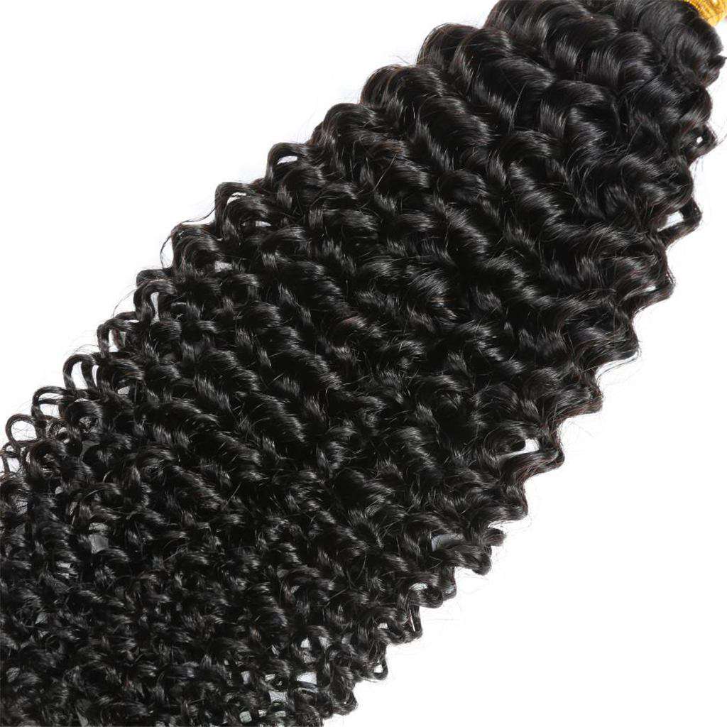 10A Kinky Curly Brazilian Hair 3 Bundles With Frontal Human Hair - Image 4